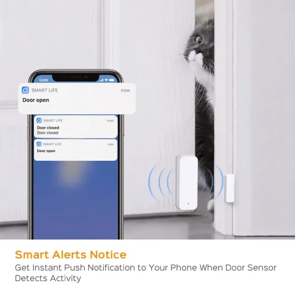 TUYA WiFi Smart Door or Window Alarm Sensor 1 Pack, 2.4GHz